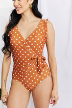 Load image into Gallery viewer, Float On Ruffle Faux Wrap One-Piece in Terracotta

