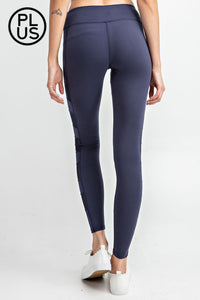 Plus Size Full Length Side Mesh Panel leggings
