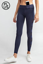Load image into Gallery viewer, Plus Size Full Length Side Mesh Panel leggings
