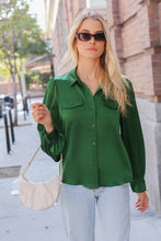 Load image into Gallery viewer, Emerald Silk Button Down Top
