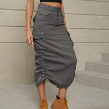 Load image into Gallery viewer, Reins Ruched Denim Skirt
