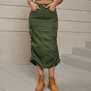 Reins Ruched Denim Skirt