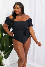 Load image into Gallery viewer, Salty Air Puff Sleeve One-Piece in Black
