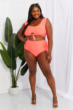 Load image into Gallery viewer, Sanibel Crop Swim Top and Ruched Bottoms Set in Coral
