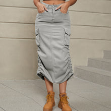 Load image into Gallery viewer, Reins Ruched Denim Skirt
