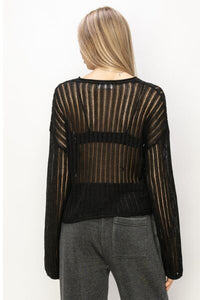 Olivia Openwork Long Sleeve Knit Top