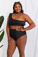 Load image into Gallery viewer, Seaside Romance Ruffle One-Shoulder Bikini in Black
