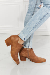 Emmy Embroidered Crossover Cowboy Bootie in Caramel