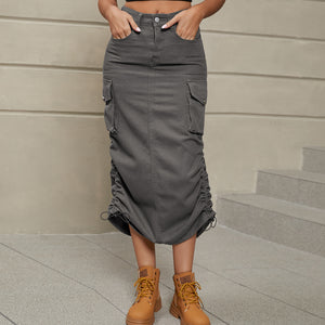 Reins Ruched Denim Skirt