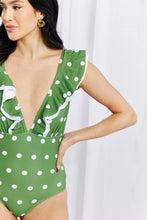 Load image into Gallery viewer, Moonlit Dip Ruffle Plunge Swimsuit in Mid Green
