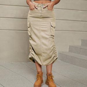 Reins Ruched Denim Skirt