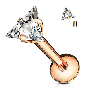 Triangle CZ Internally Threaded Nose, Labrinth, Conch, Tragus and Ear Earring