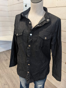 Savannah Black Ruffle Button Up