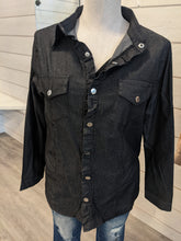 Load image into Gallery viewer, Savannah Black Ruffle Button Up
