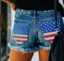 Load image into Gallery viewer, Freedom Flag Denim Shorts
