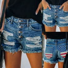 Load image into Gallery viewer, Freedom Flag Denim Shorts
