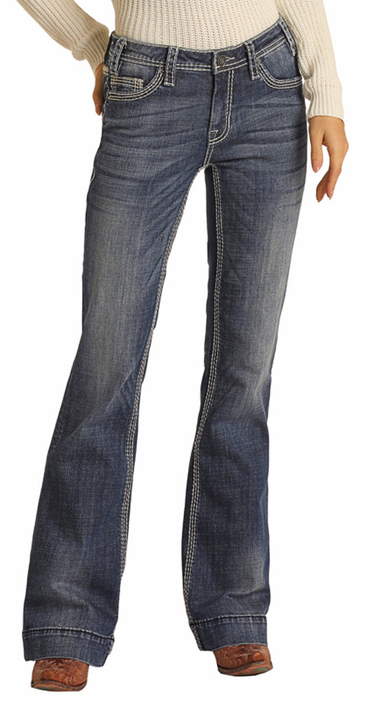 Women's Rock & Roll Denim Mid Rise Trousers