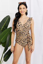Load image into Gallery viewer, Float On Ruffle Faux Wrap One-Piece in Leopard

