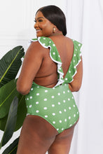 Load image into Gallery viewer, Moonlit Dip Ruffle Plunge Swimsuit in Mid Green
