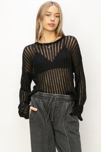 Olivia Openwork Long Sleeve Knit Top