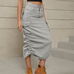 Reins Ruched Denim Skirt