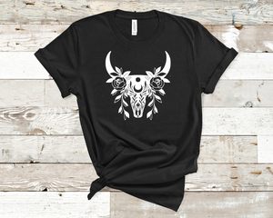 Floral Cow Skull Tee