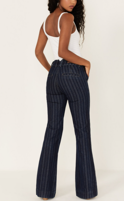 Rock & Roll Denim Jacquard High Rise Trouser