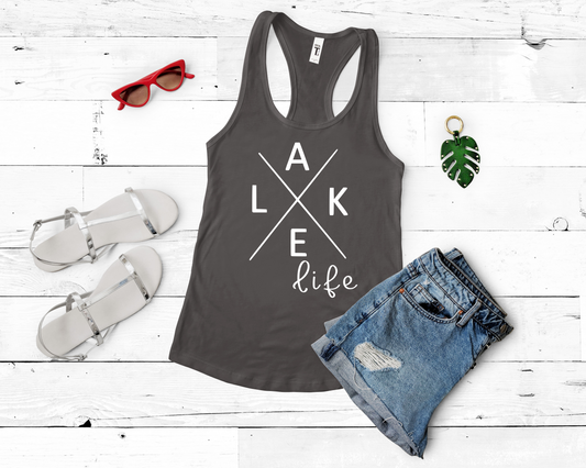 Dark Grey Lake Life Racerback Tank
