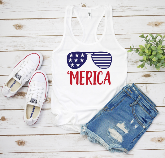 White 'Merica Racerback Tank