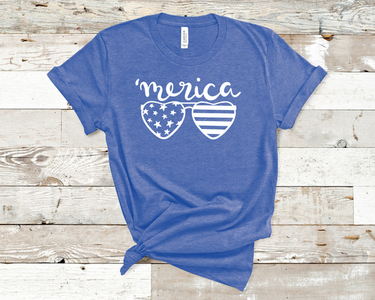 Merica Heart Sunglasses Tee