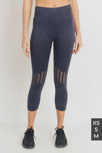Load image into Gallery viewer, Mono B Seamless Mineral Wash Perforated Capri Highwaist Leggings
